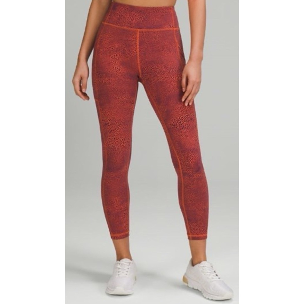 Lululemon Invigorate High Rise Crop 8 23” Crackle Glaze Vintage Orange Larkspur